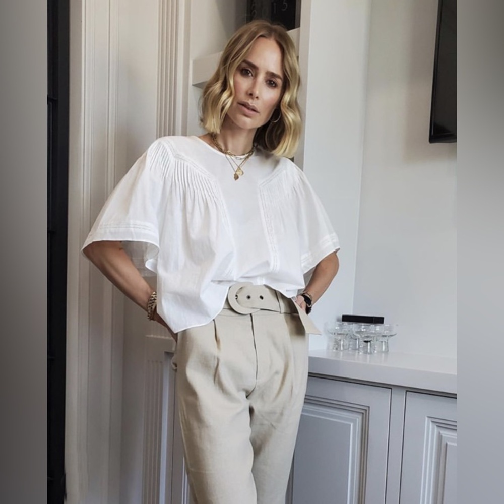 Annie Bing White Embroidered Eloise Cotton Flowy Boho CottageCore Blouse XS